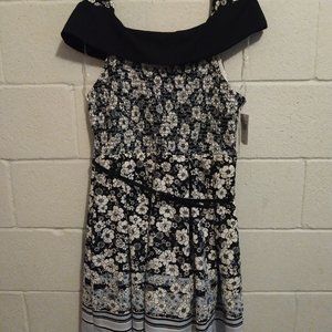 Black and baby blue floral dress